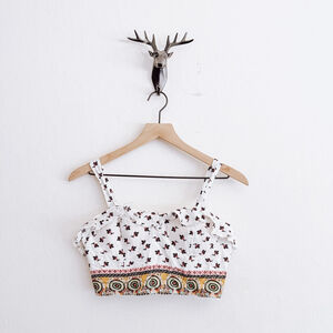 Xhilaration Women's White Floral Crop Top Small